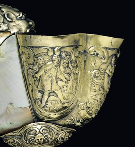 Monterad nautiluskopp, Nagyszeben, mitten av 1600-talet (skal & silverförgylld) (detalj av 3434804)