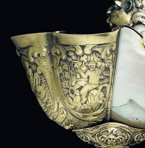 Monterad nautiluskopp, Nagyszeben, mitten av 1600-talet (skal & silverförgylld) (detalj av 3434804)