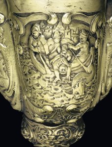 Monterad nautiluskopp, Nagyszeben, mitten av 1600-talet (skal & silverförgylld) (detalj av 3434804) av School Hungarian