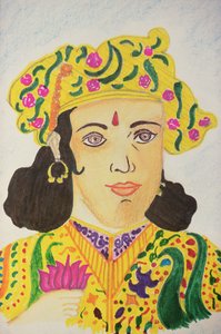 Kejsare Ashoka (akvarell) av School Indian