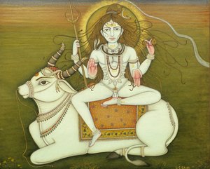 Gud Shiva Naken Pose, Miniatyrmålning på papper