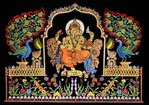 Lord Ganesha Ganpati broderi arbete på sammet av School Indian