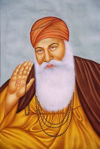 Lord Guru Nanak Miniatyrmålning på papper av School Indian