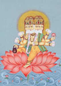 Miniatyrmålning av guden Brahma av School Indian