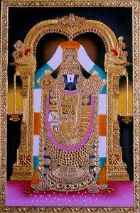 Miniatyrmålning av Lord Tirupati Balaji, Indien av School Indian