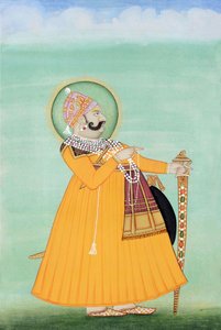 Miniatyrmålning av Maharaja Sawai Madho Singh, Jaipur av School Indian