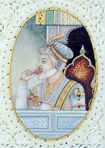 Miniatyrmålning av mogulkejsaren Aurangzeb av School Indian