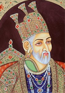 Miniatyrmålning av mogulkejsaren Bahadur Shah Zafar av School Indian