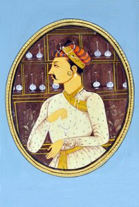 Miniatyrmålning av Mughul-kejsaren Akbar Indien Asien av School Indian