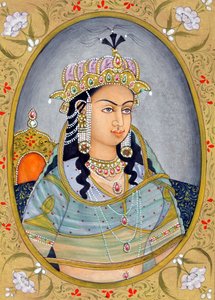 Miniatyrmålning av Mughul-drottningen Mehrunissa Indien Asien av School Indian