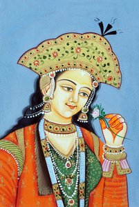 Miniatyrmålning av moguldrottningen Mumtaz Mahal av School Indian