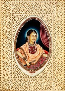Miniatyrmålning av Mumtaz Mahal på elfenben av School Indian