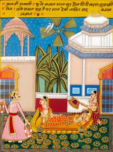 Miniatyrmålning på papper, Ragini Jhalti, Nathdwara School av School Indian