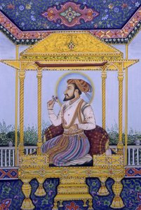 Mughalkejsaren Shah Jahan miniatyrmålning av School Indian