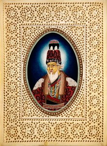 Målning av mogulkejsaren Shah Jahan på elfenben av School Indian