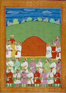 Palanquin av Sultanens konkubiner, Shah alems domstol. Indiska och persiska miniatyrer i "" History of India from Tamertante to Orangreyb"" av Niccolo Manucci (1638-1717). BN, Paris.