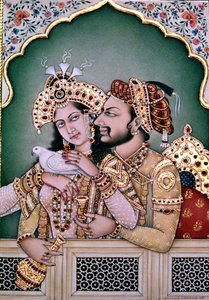 Shah Jahan (1592-1666) och hans hustru, Arjumand Banu Begum (d.1631) Mumtaz-i Mahal