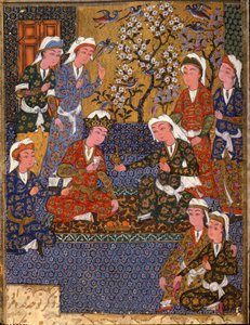 Islamisk konst: "The Court of a King"" Första folio av ett manuskript i safavidstil (1502-1722) (Iran) 1650 Kairo, Museum of Islamic Art
