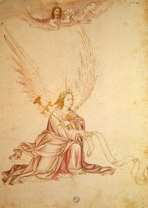 Ärkeängeln Gabriel (bläck & tvätt på papper) av School Italian