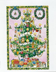 Julgran (färg litho) av School Italian