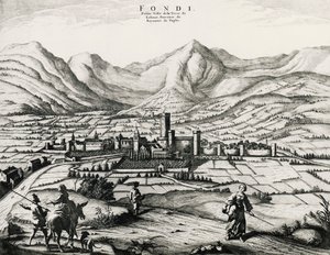 Fundi stad i Lazio, gravyr, Italien av School Italian