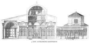 Planer för Lateran-baptisteriet (litho) av School Italian