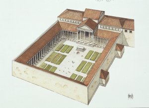 Rekonstruerat forum byggt av Titus Flavius Vespasianus (färg litho) av School Italian