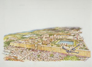 Rekonstruktion av Amons tempel i Karnak under Ramses II:s tid (färg litho)
