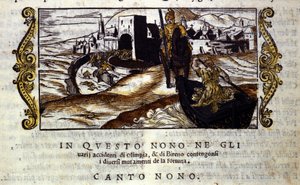 Roland kommer till räddning av Olympia. Scen av riddardikten av "" Orlando Furioso"" (Den rasande Roland) av Ludovico Ariosto (1474 - 1533) känd som L