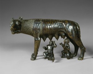 Den kapitolinska vargen som diar Romulus och Remus av School Italian