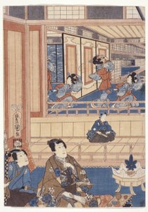Genji (träsnitt i färg) av School Japanese