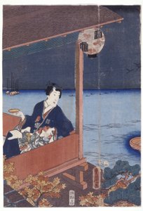 Genji (träsnitt i färg) av School Japanese