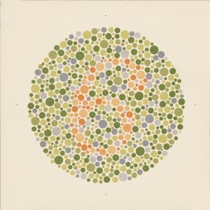 Ishihara färgtest för att upptäcka färgblindhet. (färglitografi)