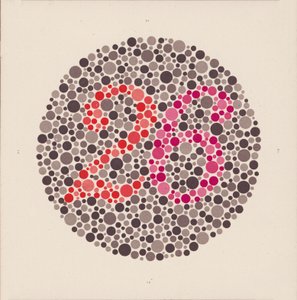 Ishihara färgtest för att upptäcka färgblindhet. (färglitografi)