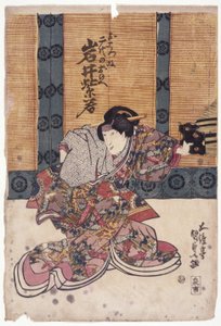 Iwai Shijaku i kvinnlig roll (träsnitt i färg) av School Japanese