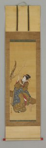 Ukiyoe, woman seated on bench av Japanese School