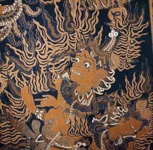 Javanesisk batik med ett monster av School Javanese
