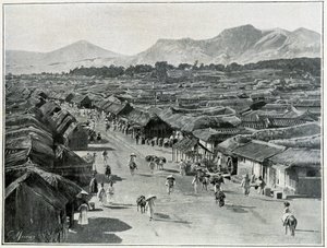 Utsikt över huvudgatan i Seoul, Koreas huvudstad på 1800-talet