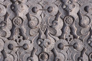Detalj av en mur, byggd av saaderna 1565 (stuckatur)