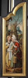 Tillbedjan av herdarna (vänster panel av en triptyk) av School Netherlandish