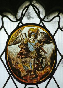 Roundel: St Michael (målat glas) av School Netherlandish