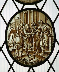Roundel: Tobias åker med ängeln, förmodligen 1800-talet (målat glas) av School Netherlandish