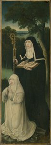Sankta Gertrud av Nivelles och en augustinsk kannikinna av School Netherlandish