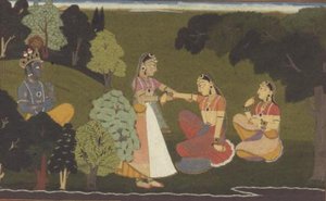 51.207/11 En förtrogen ber Radha att träffa Krishna, illustration från 