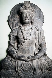 Stenskulptur som visar Buddha, Gandhara-konst, Peshawar, Pakistan,