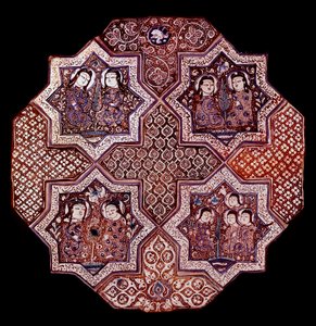 Persisk konst: fragment av en väggfajanspanel, från Damghan. Washington. Konstmuseum av School Persian