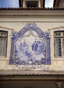 Upptäckte Brasilien år 1500 av Pedro Alvares Cabral (1467/8 - cirka 1520). Kakel i Lissabons omgivningar.