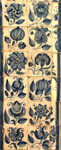 Panel som visar olika arter av blommor, Tarouca, Portugal (keramiska plattor) av School Portuguese