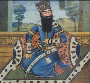 Porträtt av Fath Ali shah, okänd konstnär (olja på duk)