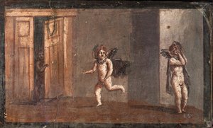 Amor som leker kurragömma, Herculaneum av School Roman